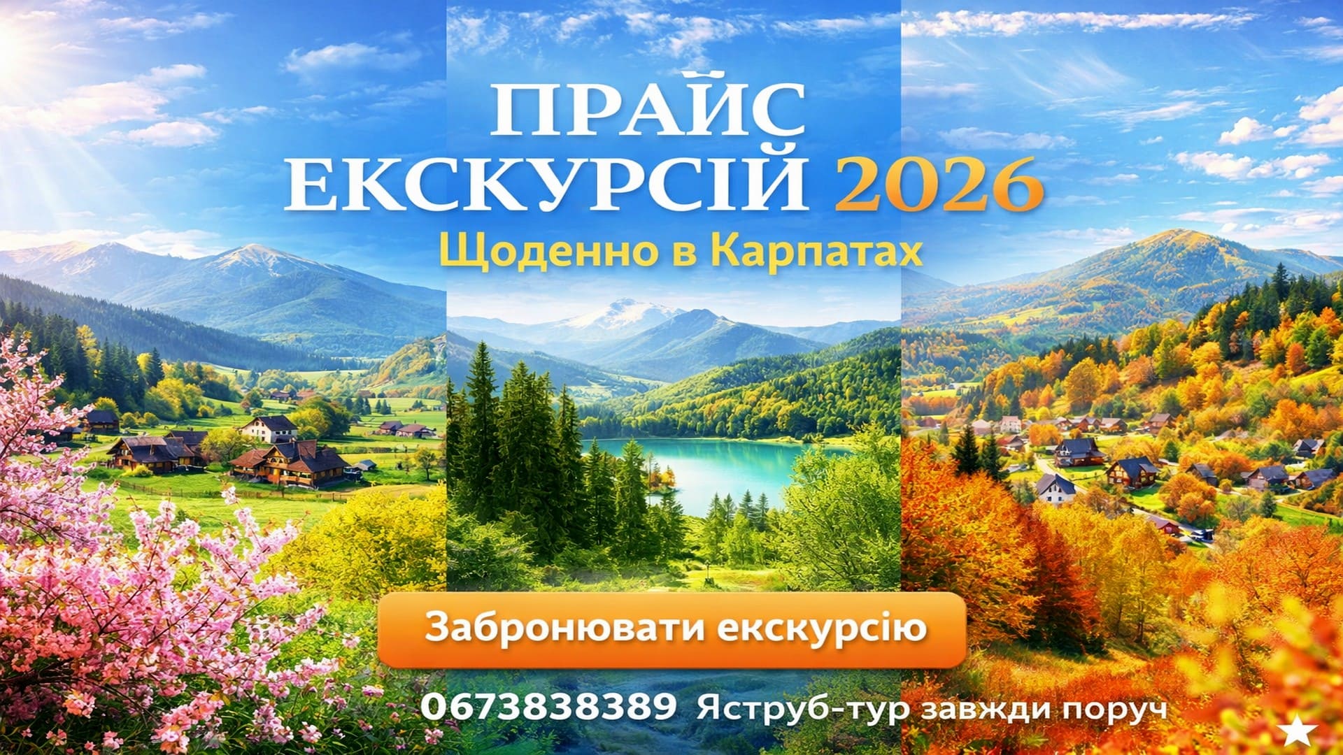 Наші екскурсії створені так, щоб кожен день дарував нові емоції: від шуму водоспадів серед зимових сосен до затишних карпатських колиб, де пахне сиров’яленим м’ясом і глінтвейном. Автобусне перевезення, супровід гіда, організація маршруту та атмосфера свята — ми робимо відпочинок простим, комфортним та душевним.  Побачимо зимові пейзажі Буковелю, Манявського водоспаду, Чернівців, Закарпаття, Яремче, Верховини та багатьох інших перлин Карпат.