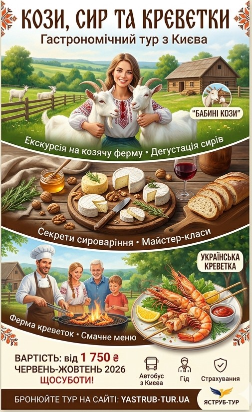 🐐 Зоотерапія Тур Кози, сир та креветки з Києва та ферма «Бабині кози»