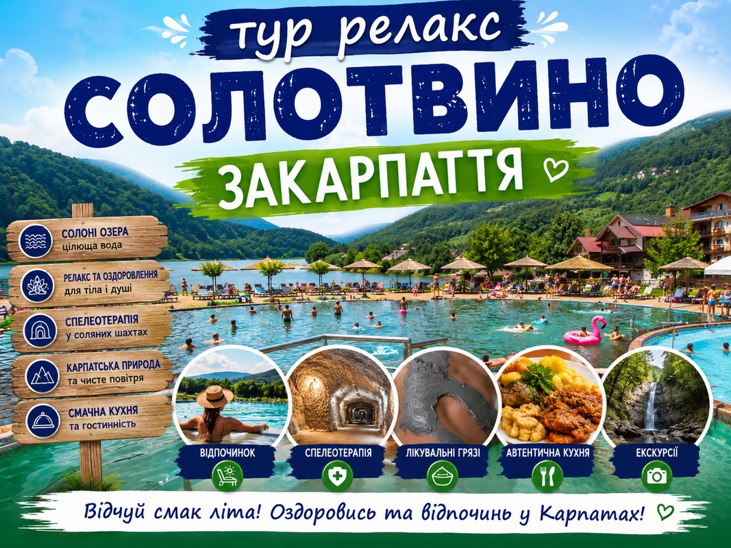 Тур на солоні озера Солотвино – 8 днів релаксу, оздоровлення та відпочинку | Закарпаття 2025