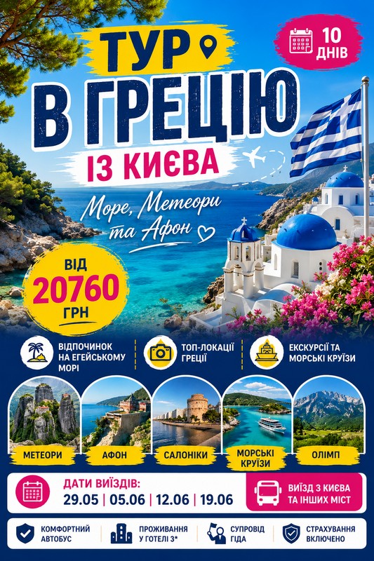 Тур в Грецію (Халкідіки) з Києва — відпочинок на морі, Метеори та Афон
