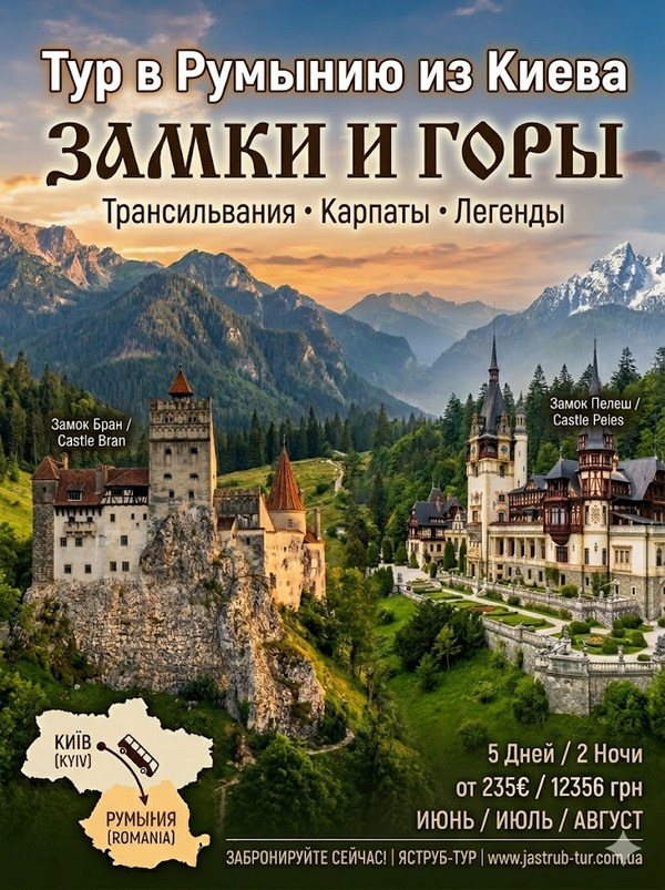 Тур в Румынию. Легенды Трансильвании, Дракула, Уэнсдей, горы замки